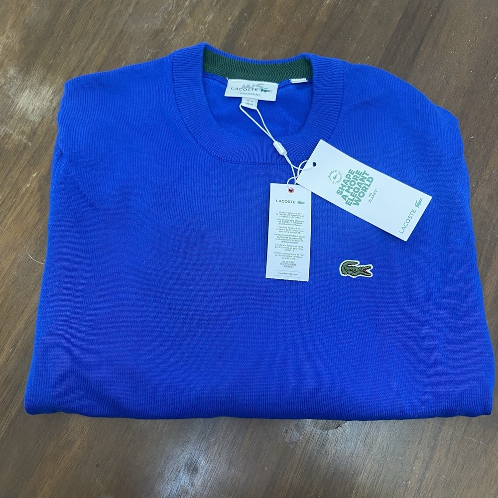 Lacoste Men's Cotton Sweater - M -Blue - GW5303 - New w/ Tags
